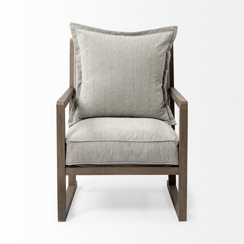 Maklaine Fabric Upholstered Accent Chair in Frost Gray