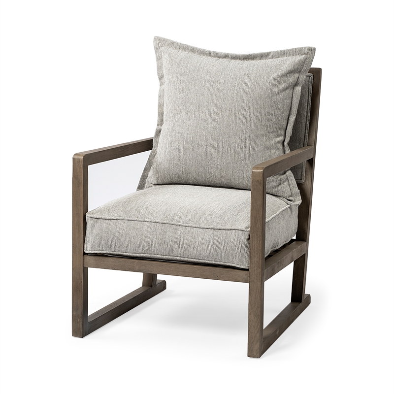 Maklaine Fabric Upholstered Accent Chair in Frost Gray