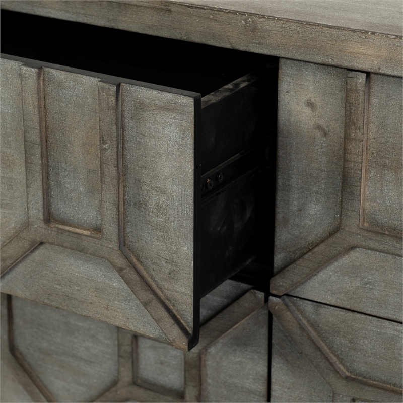 Maklaine Solid Wood with Metal Base Sideboard in Brown and Gold