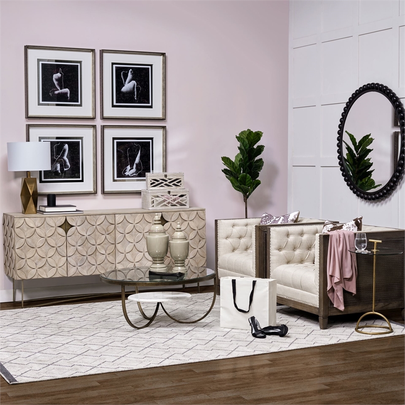 Maklaine 4 Cabinet Door Sideboard in Gold