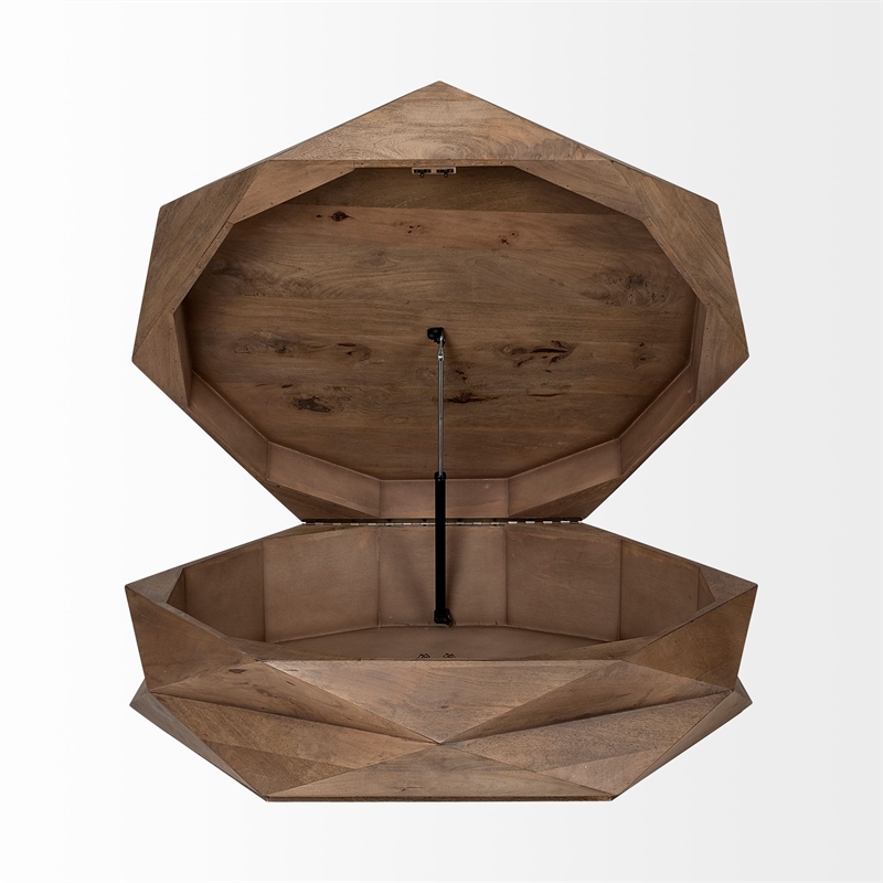Maklaine Solid Wood Coffee Table in Natural Brown