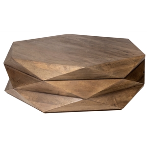 Maklaine Solid Wood Coffee Table in Natural Brown