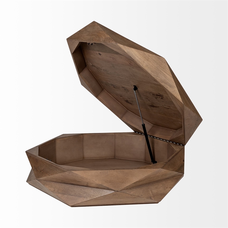 Maklaine Solid Wood Coffee Table in Natural Brown