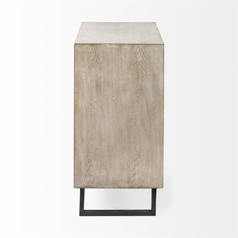 Maklaine Wood 3-Drawers Accent Cabinet in Light Brown