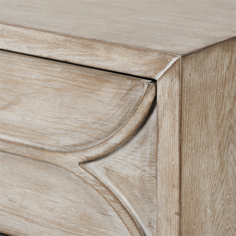 Maklaine Wood 3-Drawers Accent Cabinet in Light Brown