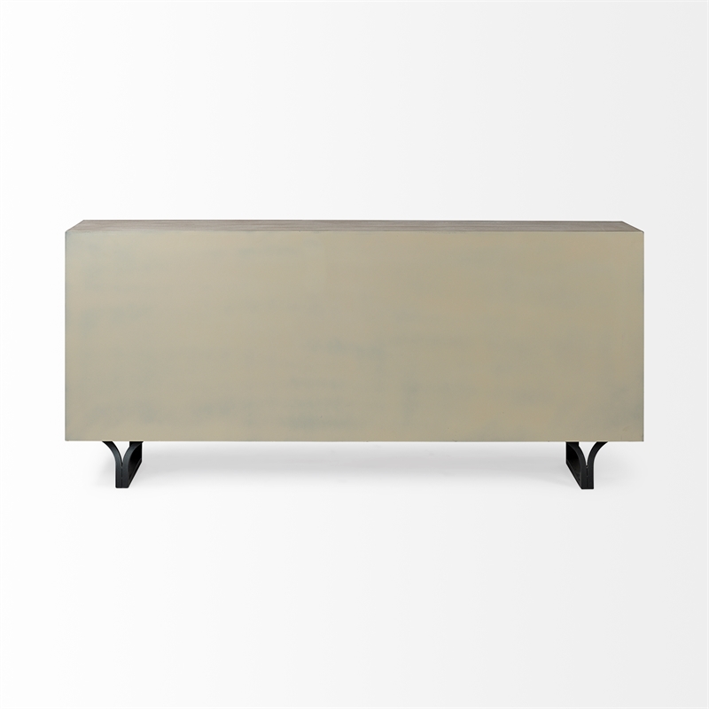 Maklaine Wood 9 Drawer Sideboard in Black and Brown