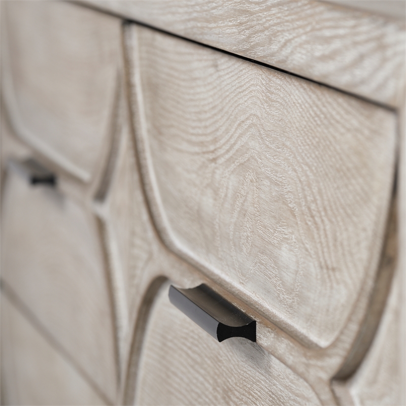 Maklaine Wood 9 Drawer Sideboard in Black and Brown