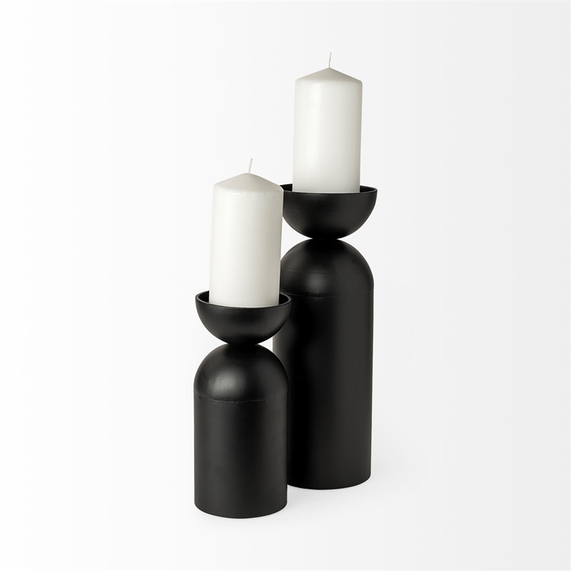 Maklaine Metal Decorative Table Candle Holder in Black