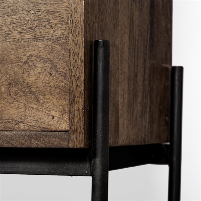 Maklaine Wood Seated Hall Tree with Storage in Brown
