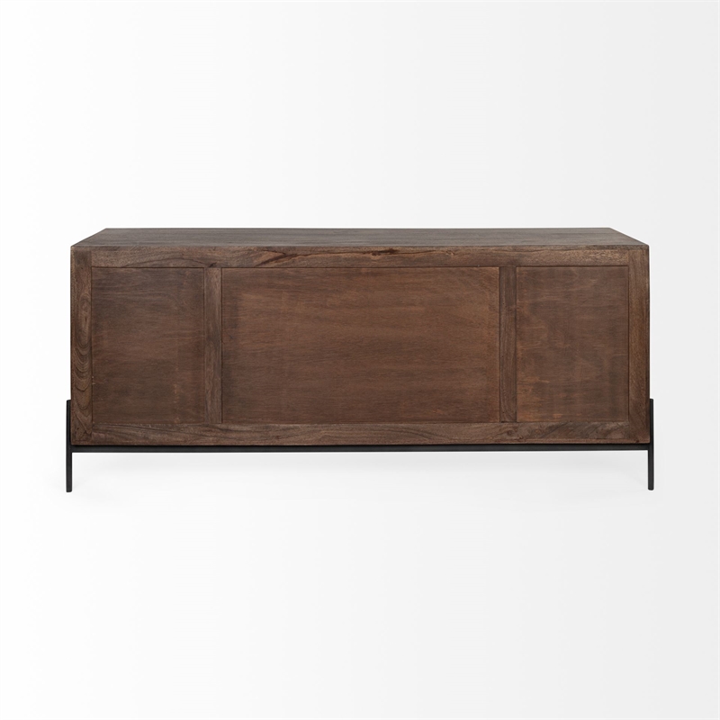 Maklaine Metal Accent Cabinet Sideboard in Brown and Black