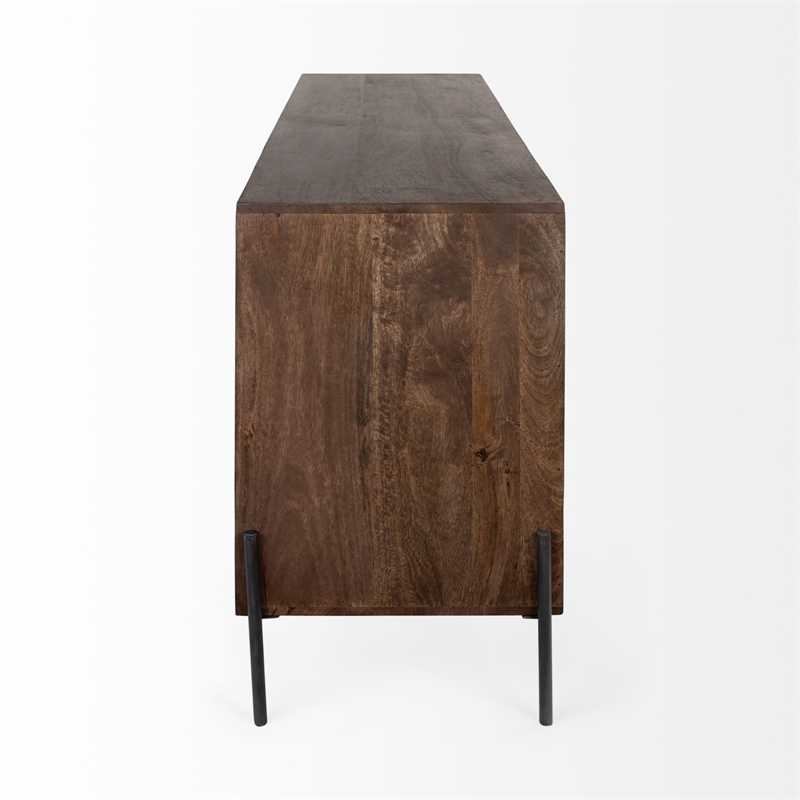 Maklaine Metal Accent Cabinet Sideboard in Brown and Black