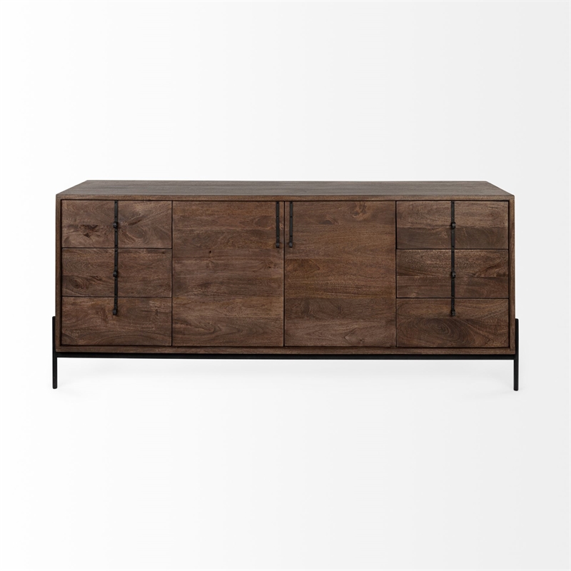 Maklaine Metal Accent Cabinet Sideboard in Brown and Black