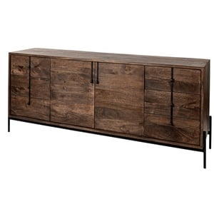 Maklaine Metal Accent Cabinet Sideboard in Brown and Black