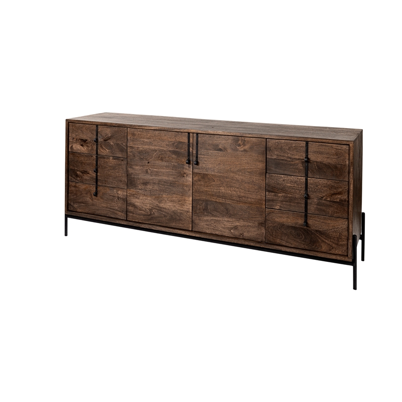 Maklaine Metal Accent Cabinet Sideboard in Brown and Black