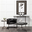 Maklaine Modern Metal Base Coffee Table in Black Slate