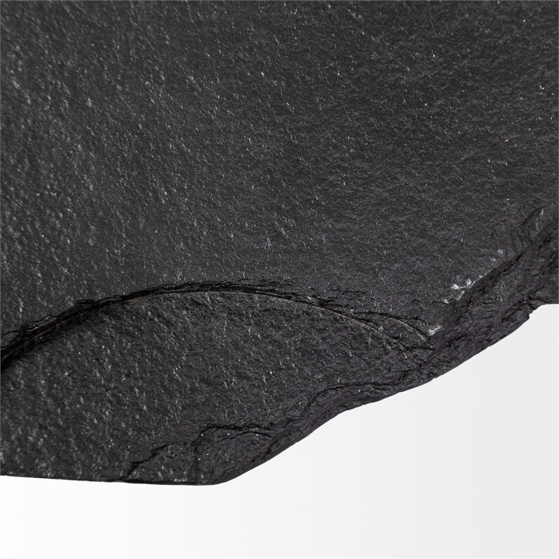 Maklaine Modern Metal Base Coffee Table in Black Slate