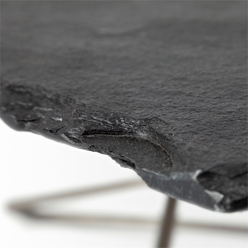 Maklaine Modern Metal Base Coffee Table in Black Slate