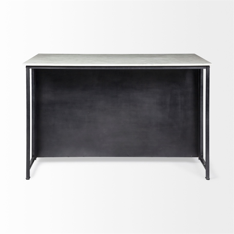 Maklaine 4 Drawer Kitchen Island in Black and White