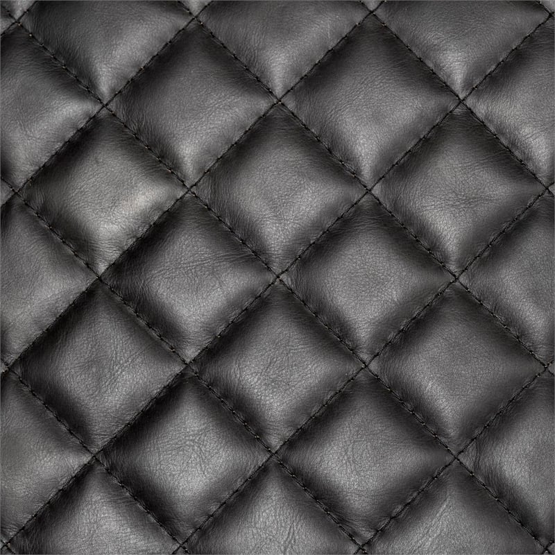 Maklaine Leather Diamond Pattern Accent Chair in Black and Gold