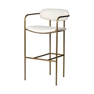 Maklaine 30&quot Seat Height Cream Seat Gold Metal Base Stool