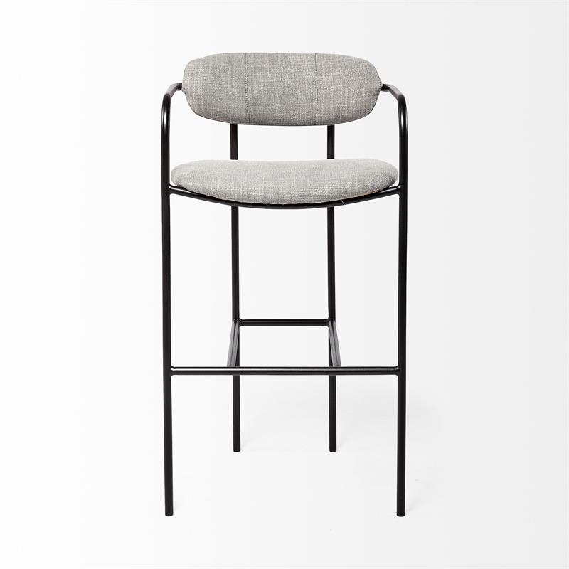 Maklaine Fabric Upholstered Seat Bar Stool in Frost Gray/Black