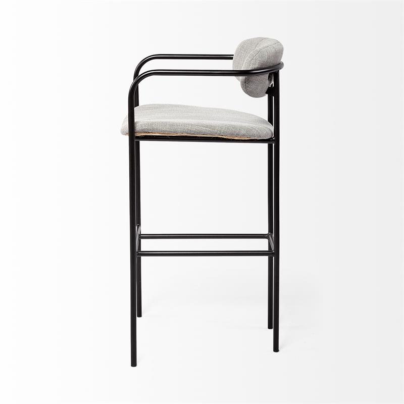 Maklaine Fabric Upholstered Seat Bar Stool in Frost Gray/Black