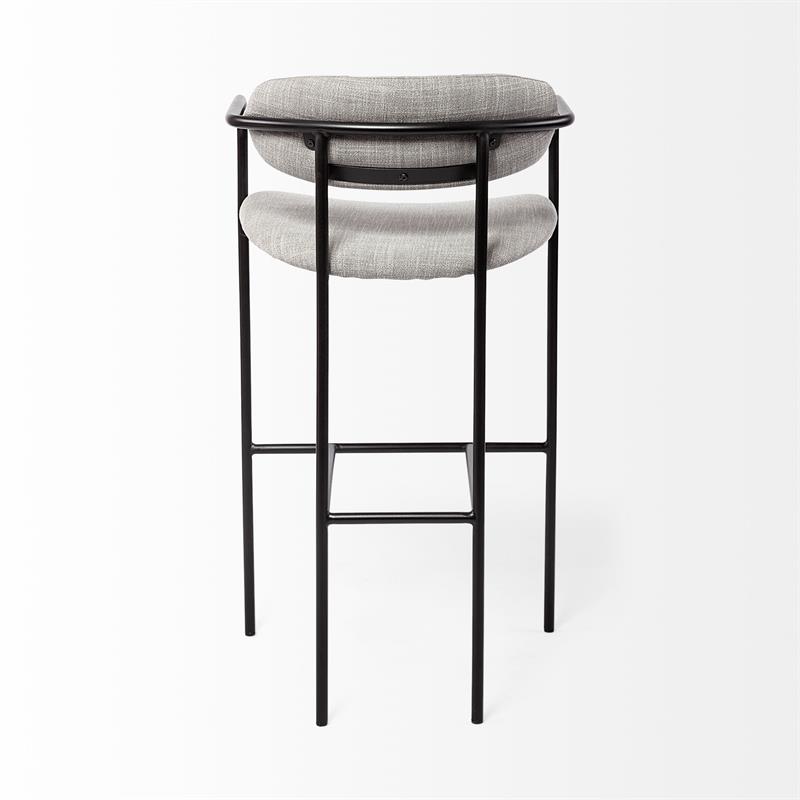 Maklaine Fabric Upholstered Seat Bar Stool in Frost Gray/Black