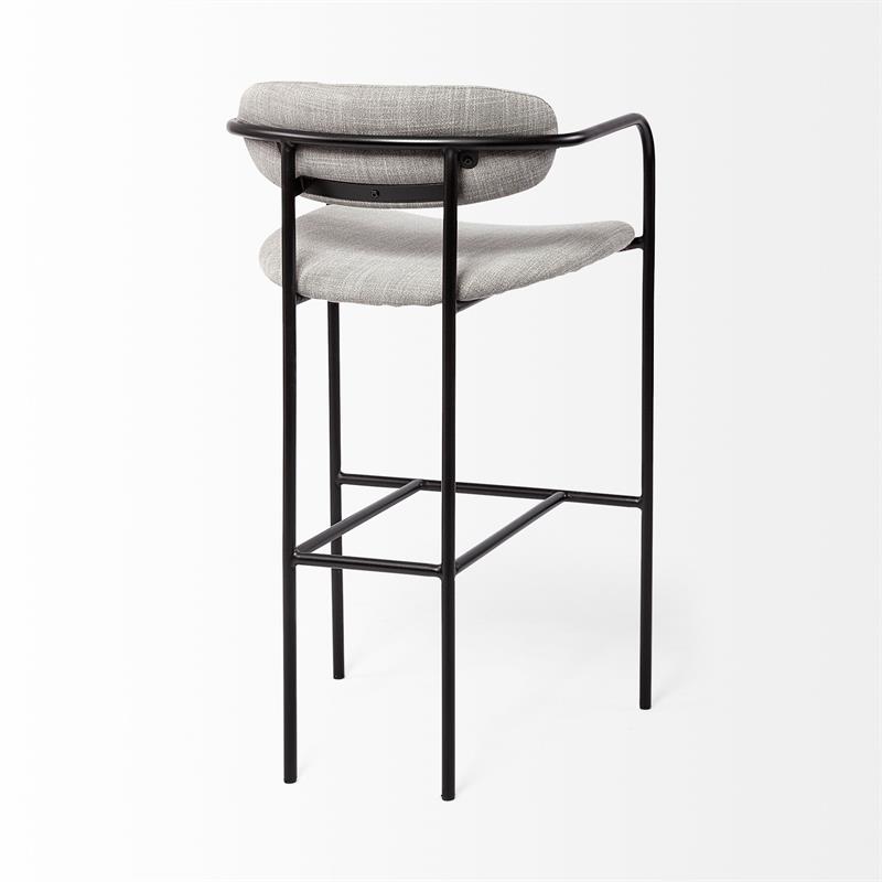 Maklaine Fabric Upholstered Seat Bar Stool in Frost Gray/Black