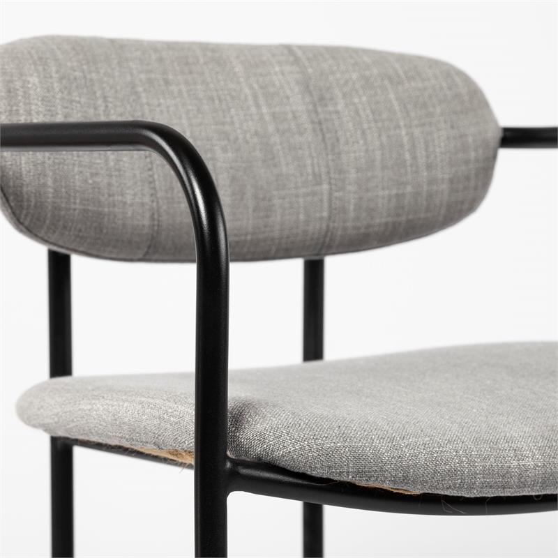 Maklaine Fabric Upholstered Seat Bar Stool in Frost Gray/Black