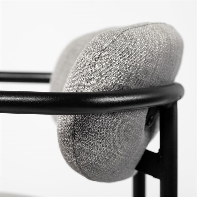 Maklaine Fabric Upholstered Seat Bar Stool in Frost Gray/Black