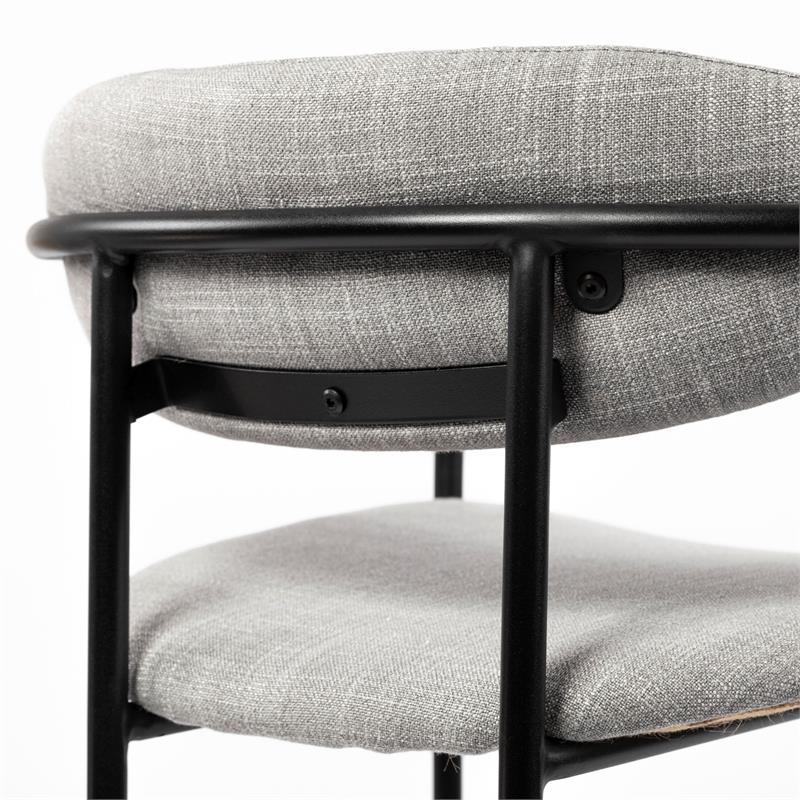 Maklaine Fabric Upholstered Seat Bar Stool in Frost Gray/Black