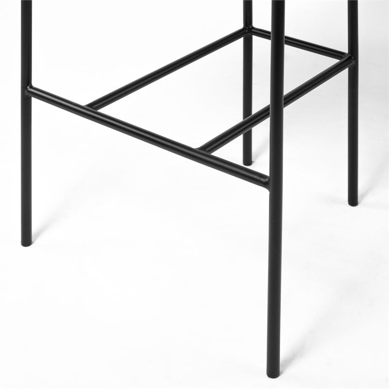 Maklaine Fabric Upholstered Seat Bar Stool in Frost Gray/Black