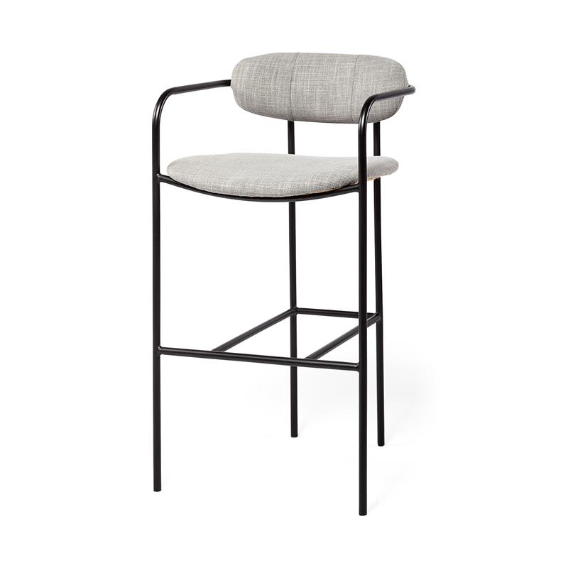 Maklaine Fabric Upholstered Seat Bar Stool in Frost Gray/Black