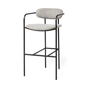 Maklaine Fabric Upholstered Seat Bar Stool in Frost Gray/Black
