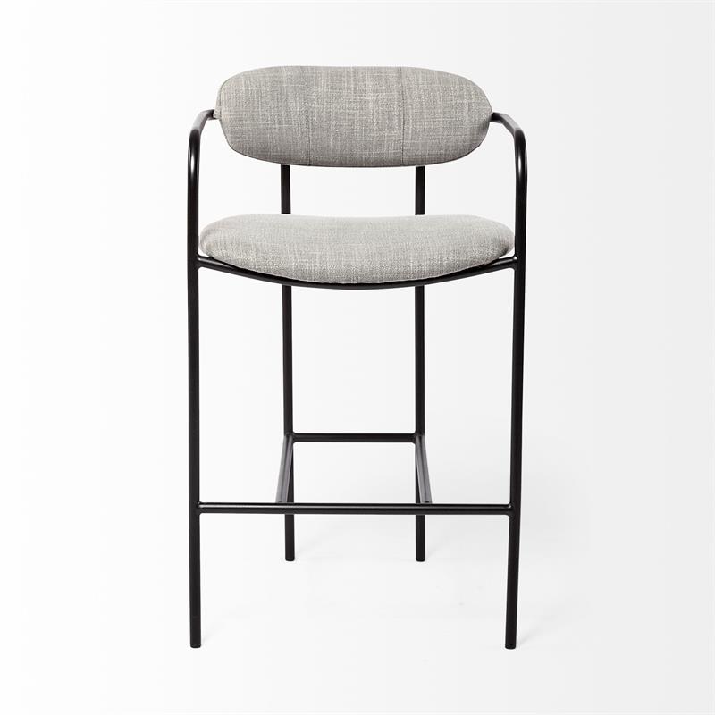 Maklaine Gray Fabric Seat Black Metal Counter Stool