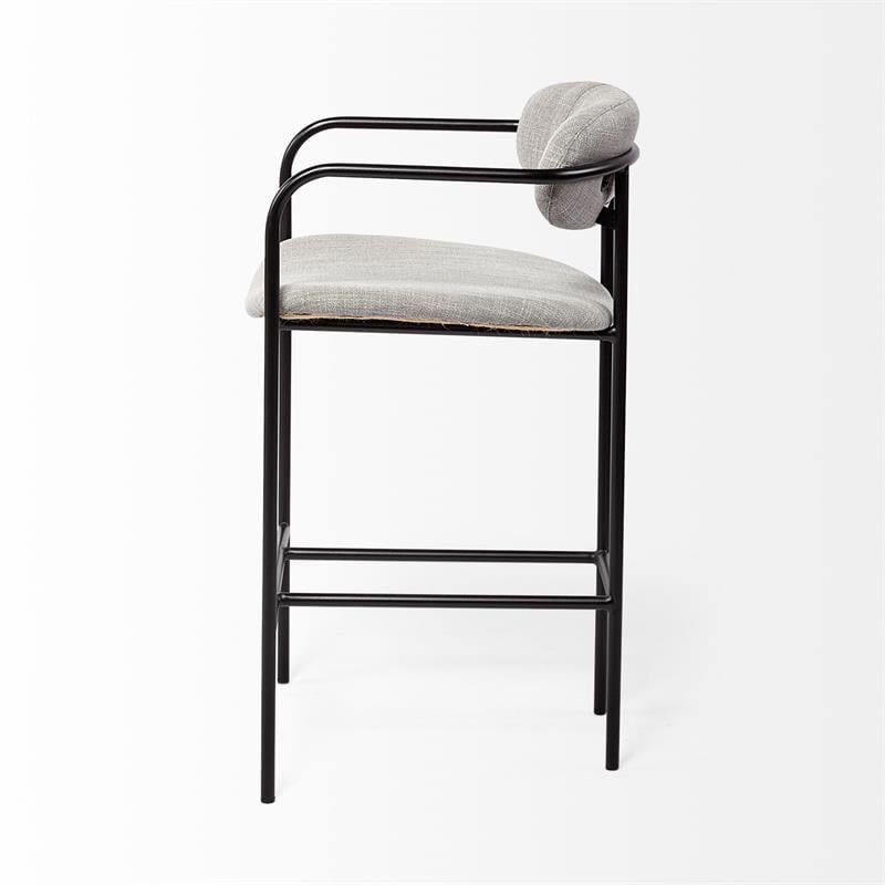 Maklaine Gray Fabric Seat Black Metal Counter Stool