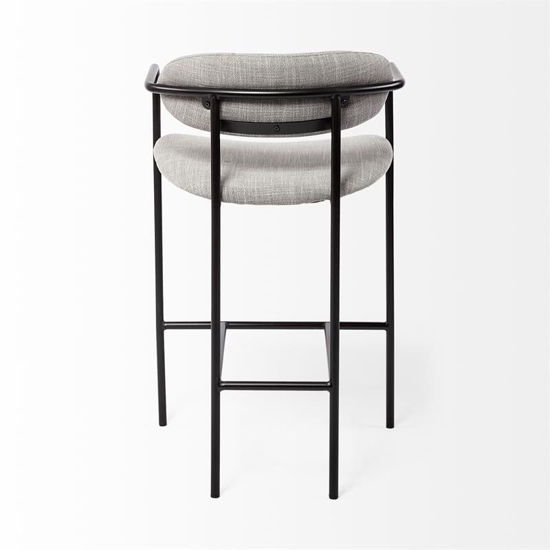 Maklaine Gray Fabric Seat Black Metal Counter Stool