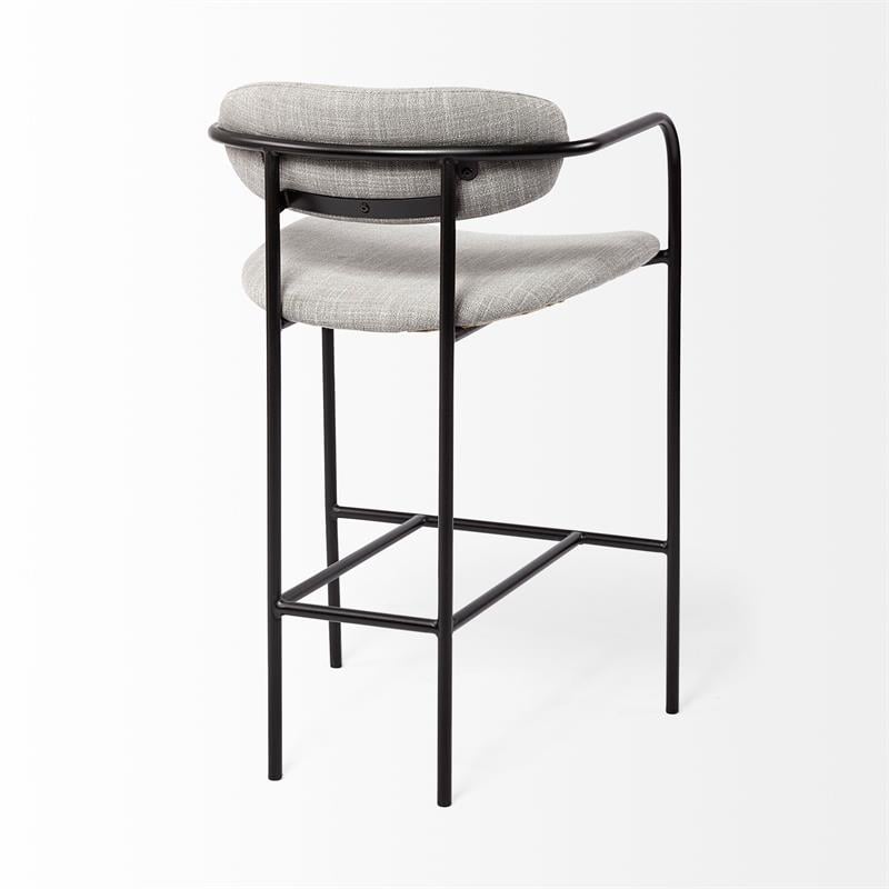 Maklaine Gray Fabric Seat Black Metal Counter Stool