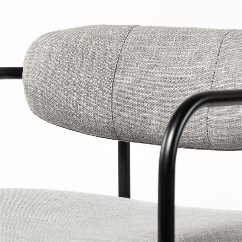 Maklaine Gray Fabric Seat Black Metal Counter Stool