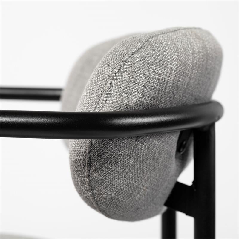 Maklaine Gray Fabric Seat Black Metal Counter Stool