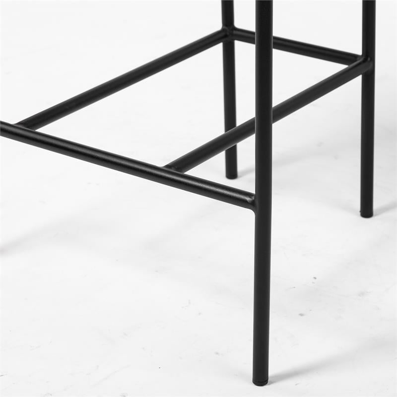 Maklaine Gray Fabric Seat Black Metal Counter Stool