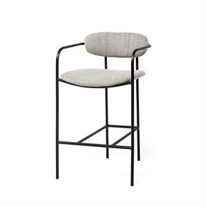 Maklaine Gray Fabric Seat Black Metal Counter Stool