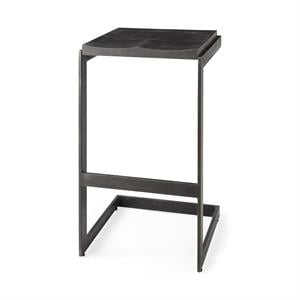 Maklaine 30&quot Black Wood with Brushed Metal Frame Bar Stool