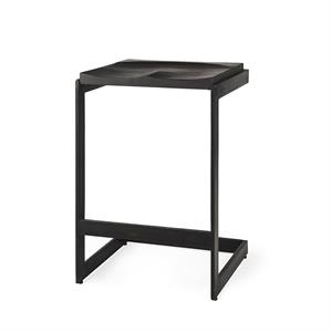 Maklaine 26&quotSH Wood and Metal Base C-Shaped Counter Stool in Black