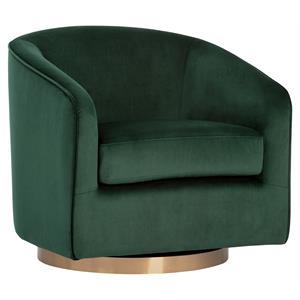 Maklaine 19&quot Modern Fabric Barrel Back Swivel Lounge Chair in Deep Green