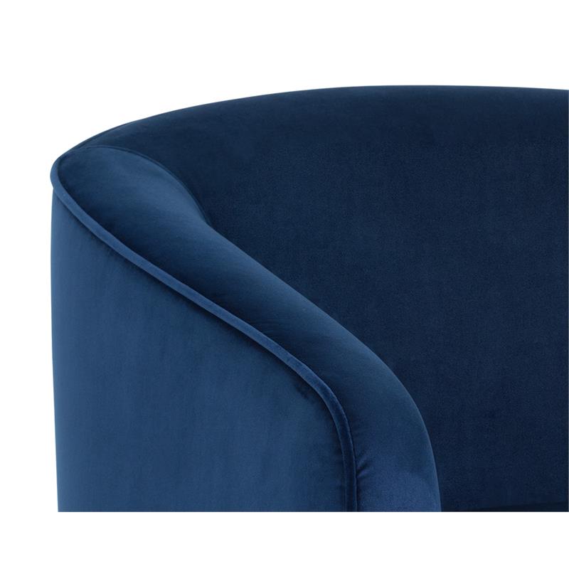Maklaine Fabric Navy Blue Lounge Chair Oval Swivel 30