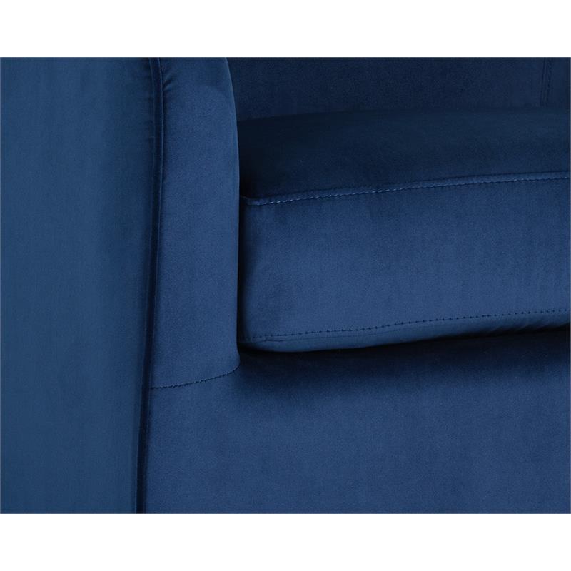 Maklaine Fabric Navy Blue Lounge Chair Oval Swivel 30