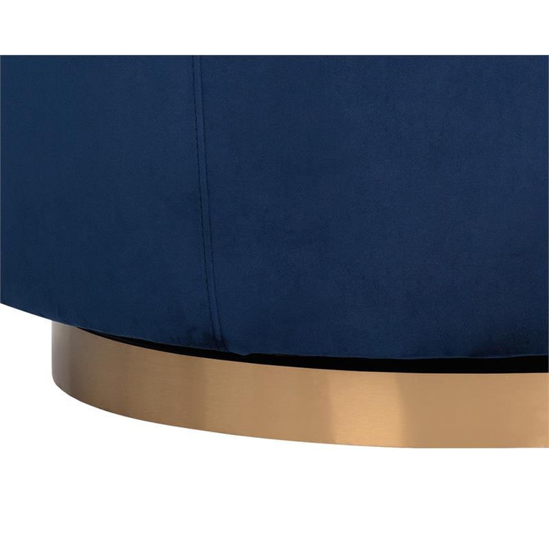Maklaine Fabric Navy Blue Lounge Chair Oval Swivel 30