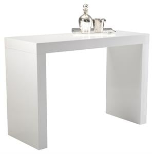 Maklaine Wood White Bar Table Rectangular High Gloss Finish 57&quot Unassembled