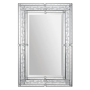Maklaine Beveled Glass Mirror with Classic Etched Pattern Frame
